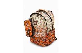 Рюкзак Glossy Bird 4 Zippier ортопедический школьный для ноутбука с пеналом коричнево-оранжевые цветы (GB-03BO)