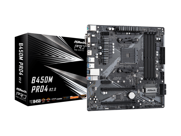 Мат.плата AM4 B450 ASRock B450M Pro4 R2.0