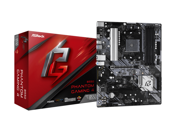 Мат.плата AM4 B550 ASRock B550 PHANTOM GAMING 4 (ATX 4xDDR4 4533 HDMI 1xM.2 RGB)