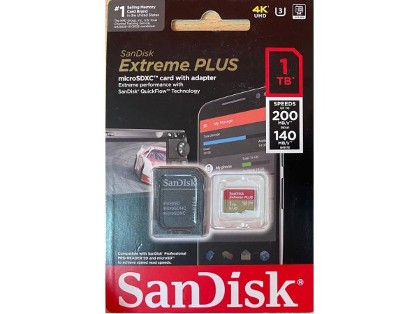 Карта пам`яті MicroSDXC 1TB SanDisk Extreme Plus UHS-I Class10 V30 200/140MB/s + адаптер