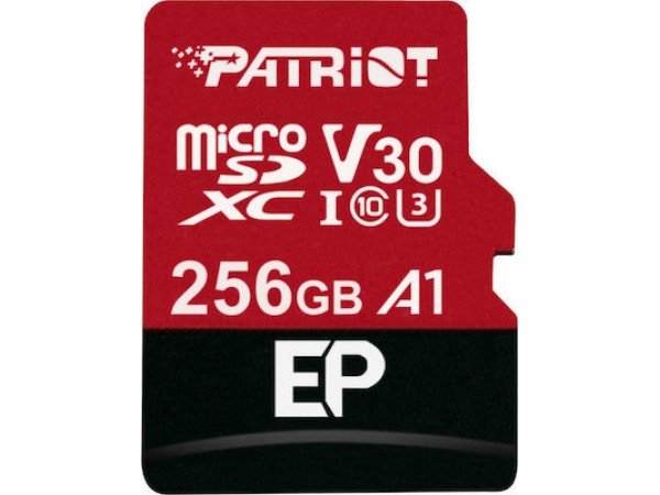 Карта пам`яті MicroSDXC 256GB UHS-I Class10 V30 Patriot EP A1 + адаптер