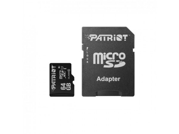 Карта пам`яті MicroSDXC 64GB UHS-I Class10 Patriot LX + адаптер