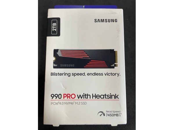 SSD M.2 NVMe 2TB Samsung 990 Pro Pascal TLC 7450/6900MB/s w/heatsink LED damaged box