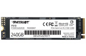 SSD M.2 NVMe 240GB Patriot P310 Phison 3D TLC 1700/1000MB/s