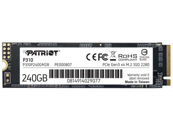 SSD M.2 NVMe 240GB Patriot P310 Phison 3D TLC 1700/1000MB/s