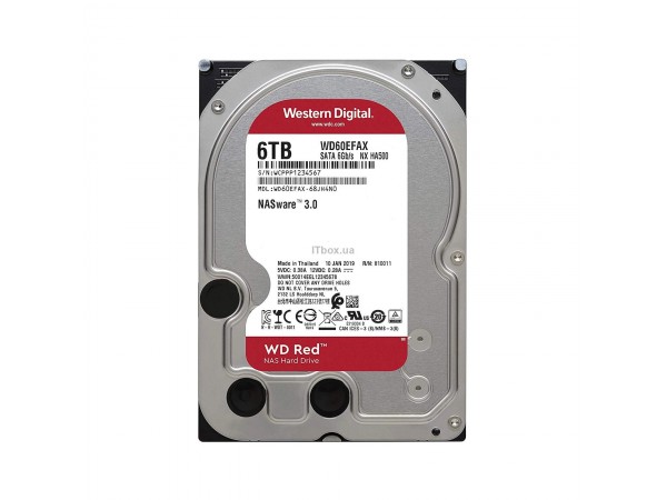 Жорсткий диск WD Red 6TB/3.5/5400/256/S3.0 (WD60EFAX) в Києві. Недорого Жорсткі диски