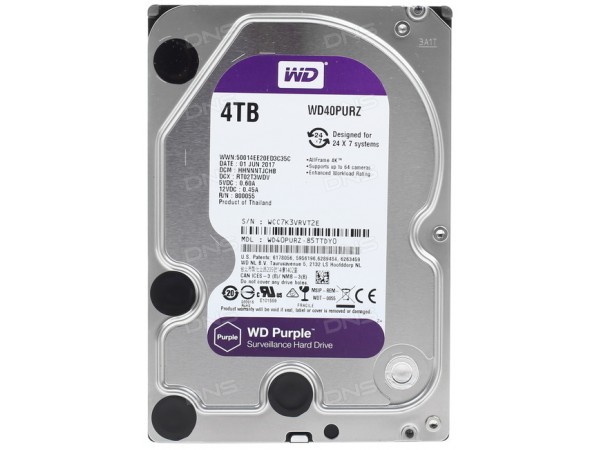 Жорсткий диск WD Purple 4TB/3.5/5400/64/S3.0 (WD40PURZ)