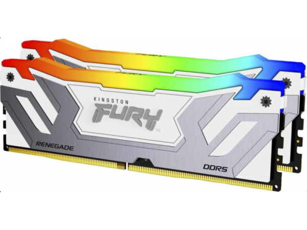Пам'ять для настільних комп'ютерів Kingston FURY 48 GB (2x24GB) CUDIMM DDR5 8400 MHz Renegade Silver/White RGB (KF584CU40RWAK2-48)