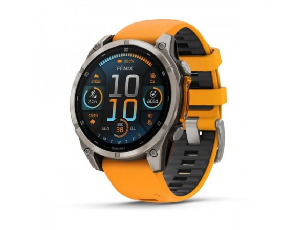 Garmin Fenix 8 51mm AMOLED Sapphire Titanium w. Spark Orange/Graphite Silicone Band (010-02905-10/11)