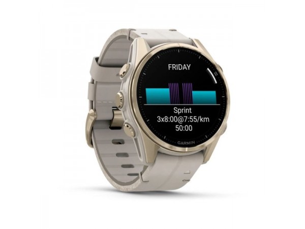 Garmin Fenix 8 43mm AMOLED Sapphire Soft Gold with Limestone Leather Band (010-02903-40)