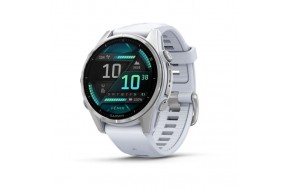 Garmin Fenix 8 43mm AMOLED Silver with Whitestone Silicone Band (010-02903-00)