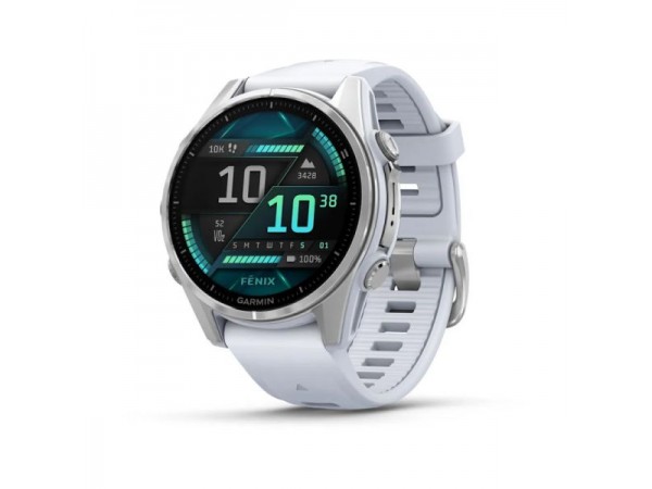 Garmin Fenix 8 43mm AMOLED Silver with Whitestone Silicone Band (010-02903-00)