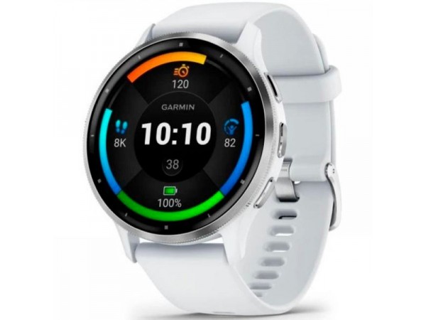 Garmin Venu 3 Silver Stainless Steel Bezel with Whitestone Case and Silicone Band (010-02784-00/50)