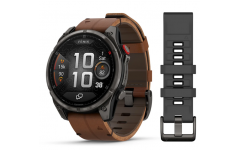 Garmin Fenix 8 Pro 47 mm AMOLED Carbon Gray DLC Titanium with Chestnut Leather Band (010-03198-40)