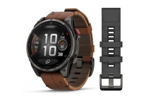 Garmin Fenix 8 Pro 47 mm AMOLED Carbon Gray DLC Titanium with Chestnut Leather Band (010-03198-40)