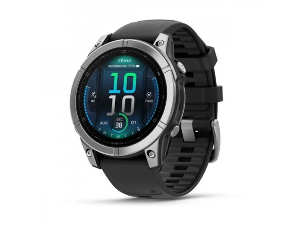 Garmin Fenix E 47mm AMOLED Stainless Steel with Black Silicone Band (010-03025-02/00)