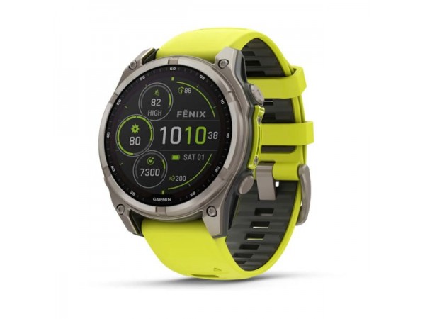 Garmin Fenix 8 47mm Solar Sapphire Titanium w. Amp Yellow/Graphite Silicone Band (010-02906-20/21)