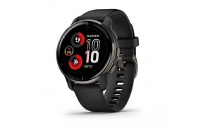 Garmin Venu 2 Plus Slate Stainless Steel Bezel with Black Case and Silicone Band (010-02496-11)