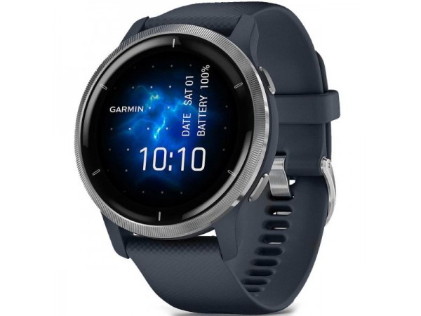 Смарт-годинник Garmin Venu 2 Silver Bezel with Granite Blue Case and Silicone Band (010-02430-10/00)