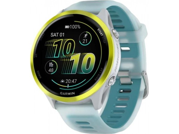 Смарт-годинник Garmin Forerunner 570 47mm Amp Yellow Aluminum w. Translucent Whitestone/Turquoise Band (010-02971-01)